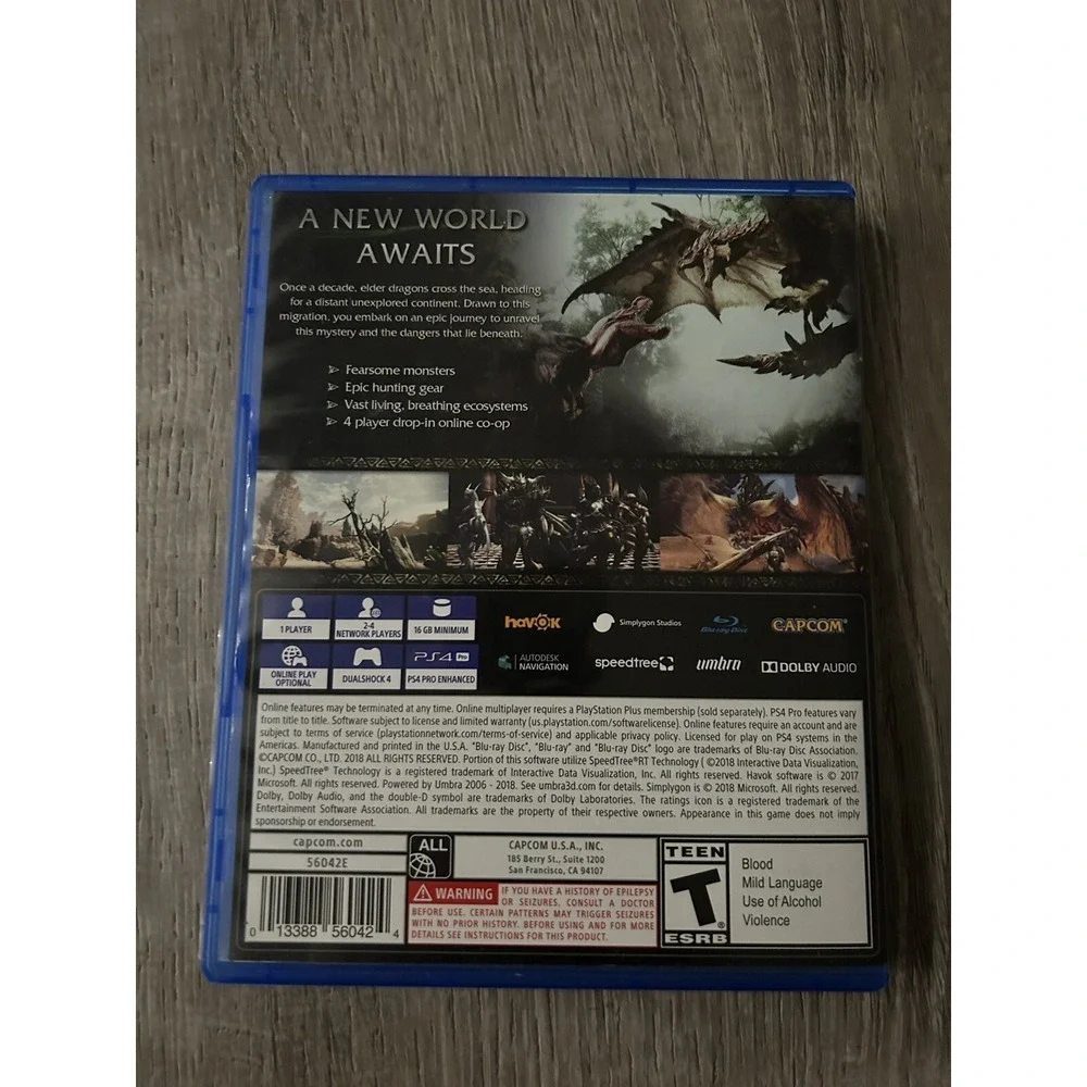 Playstation 4 Game - Monster Hunter World In Original Package - Played Once
